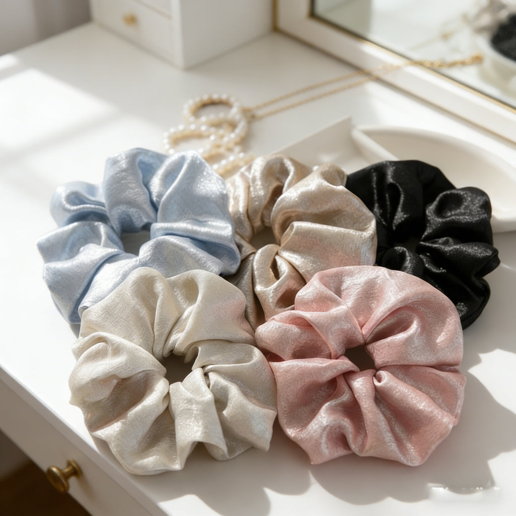 Elegant Shimmer Scrunchies