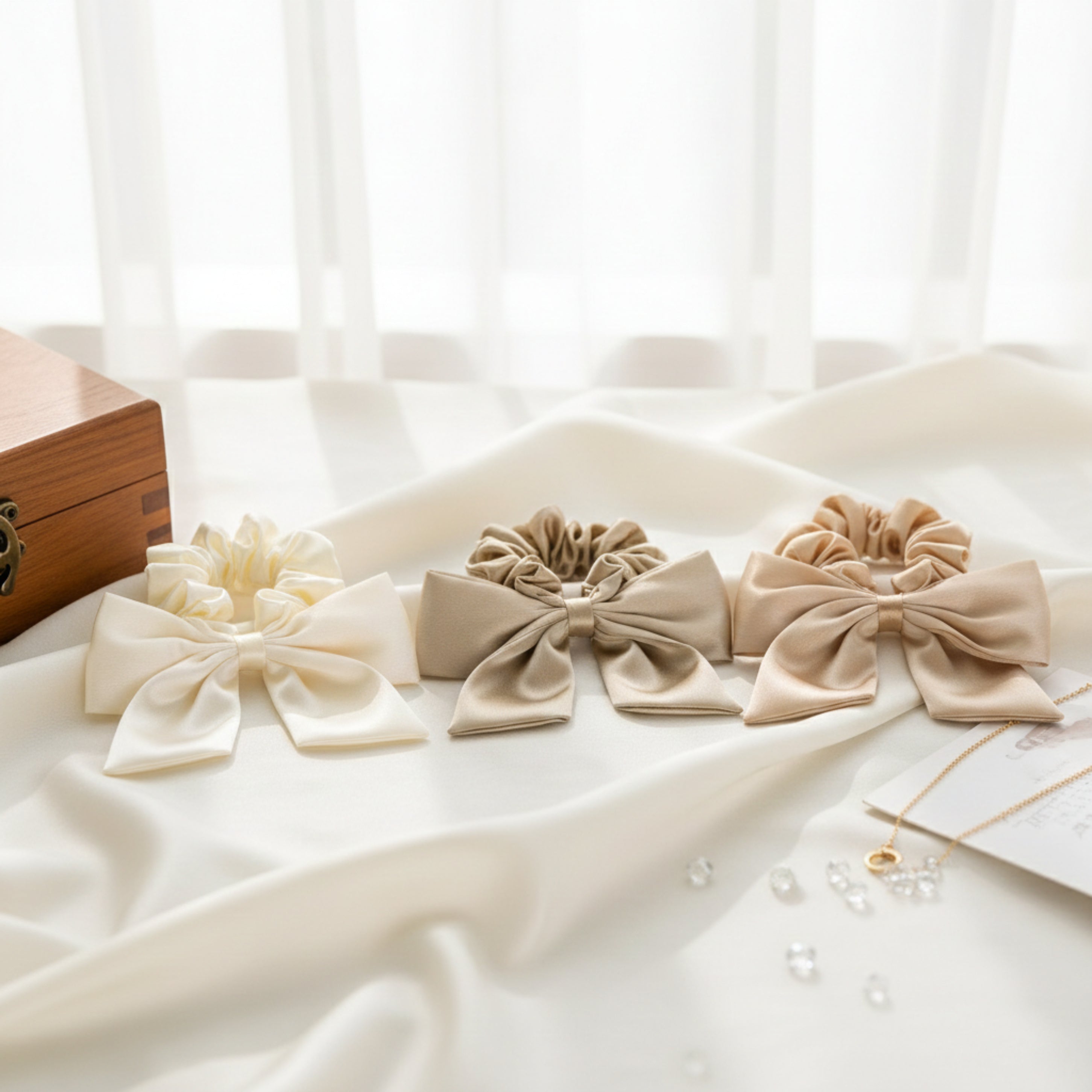 Vintage French Ribbon Bow Scrunchie