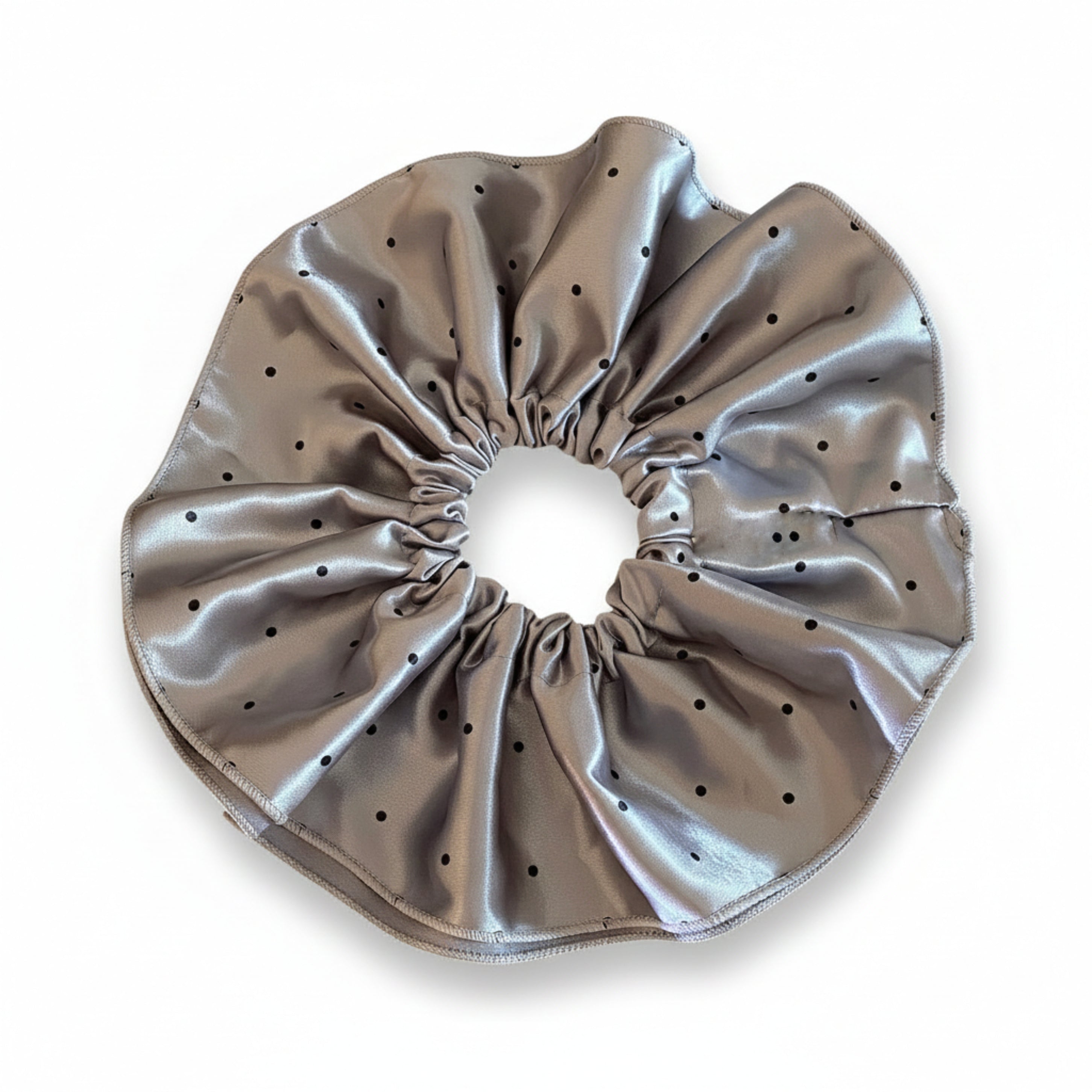 French Polka Dot Satin Scrunchie