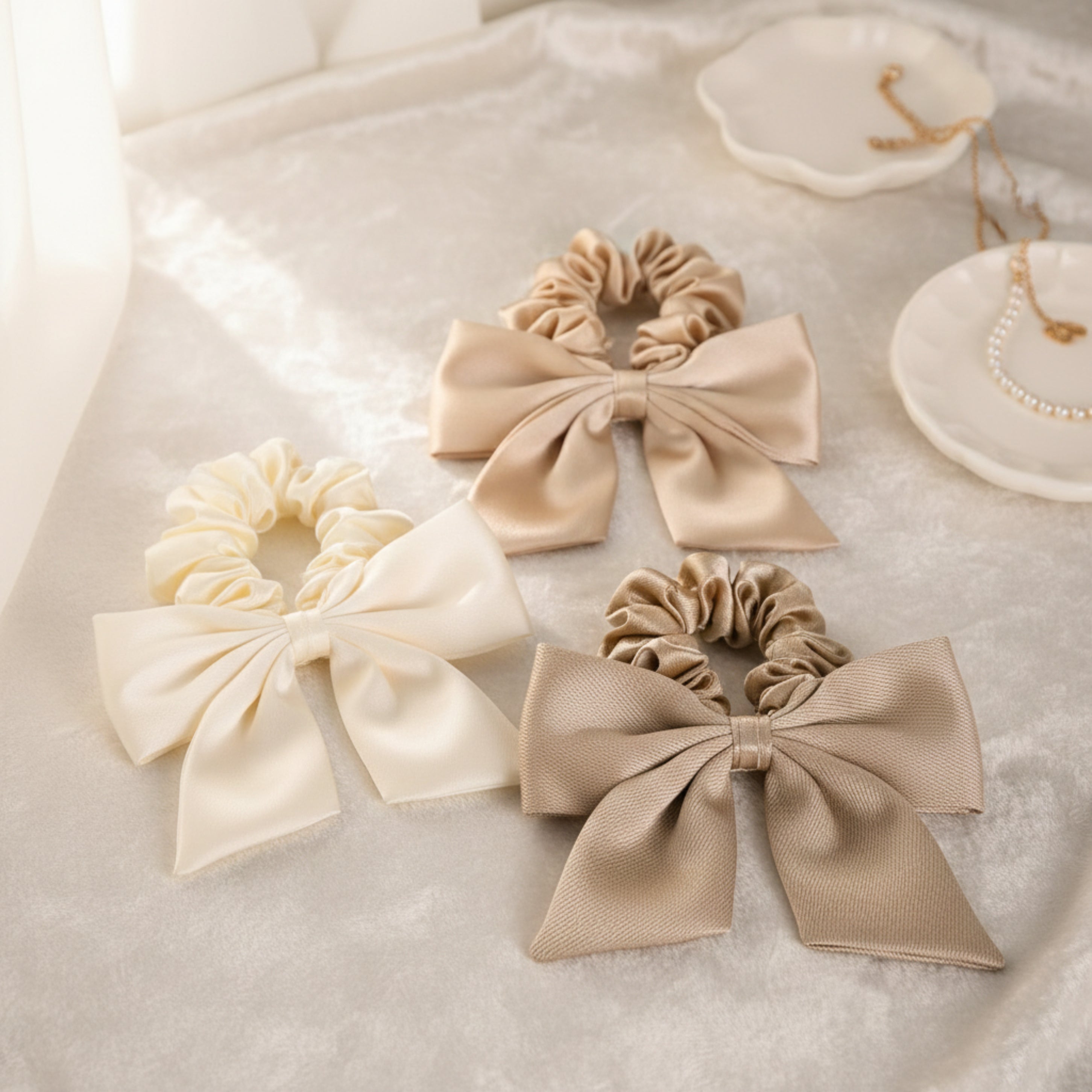 Vintage French Ribbon Bow Scrunchie