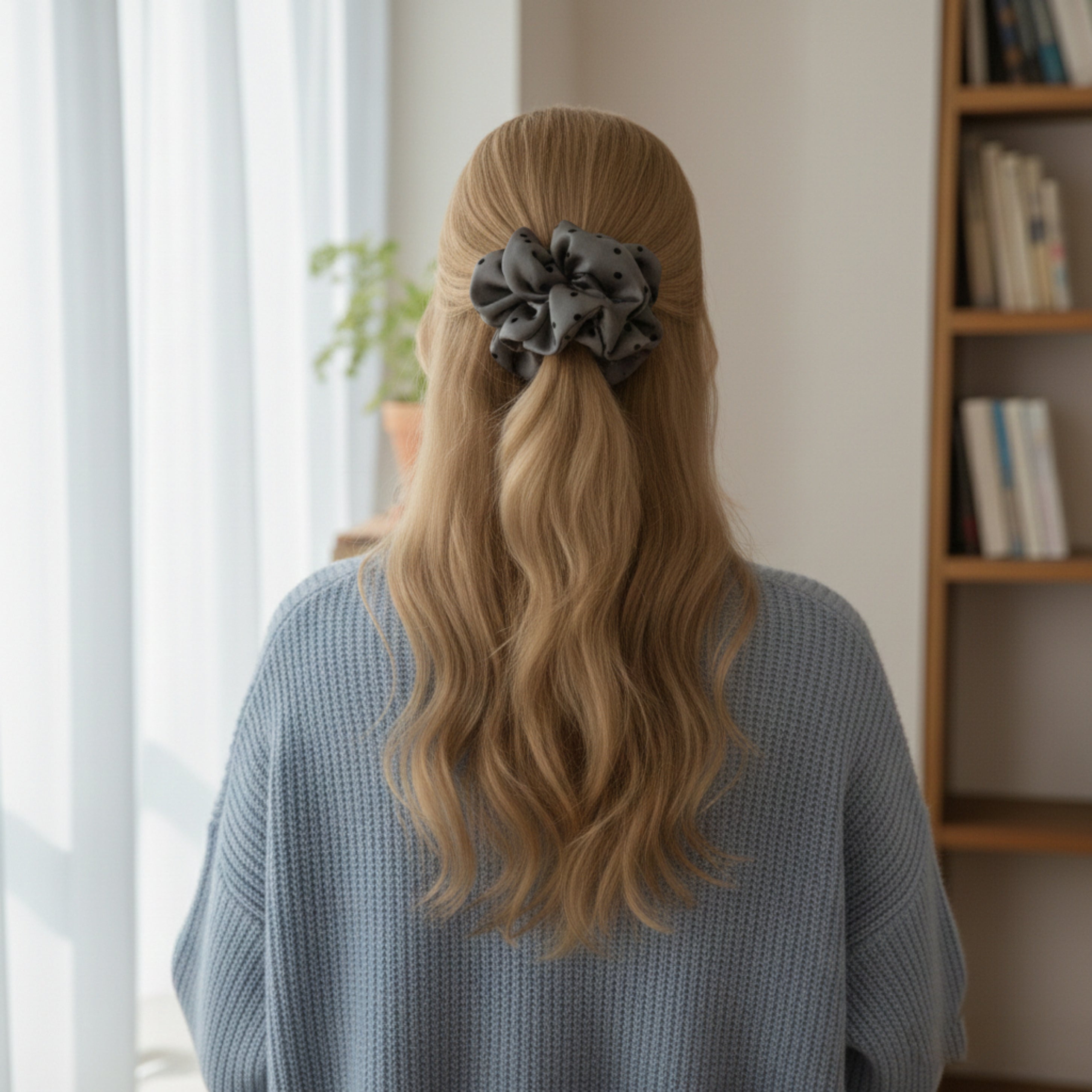 French Polka Dot Satin Scrunchie