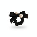 Elegant Bow & Pearl Silk Scrunchie